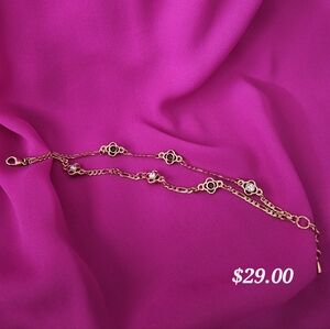 Gold Chain Bracelet with Pink Accents